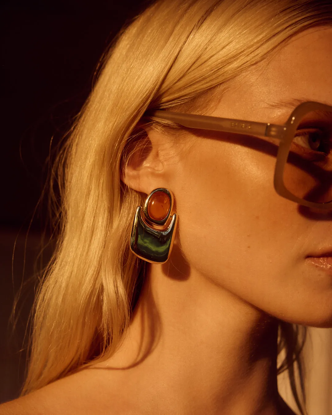 The Amber Honey Resin Statement Earrings sold by Luv Aj product image thumbnail 5