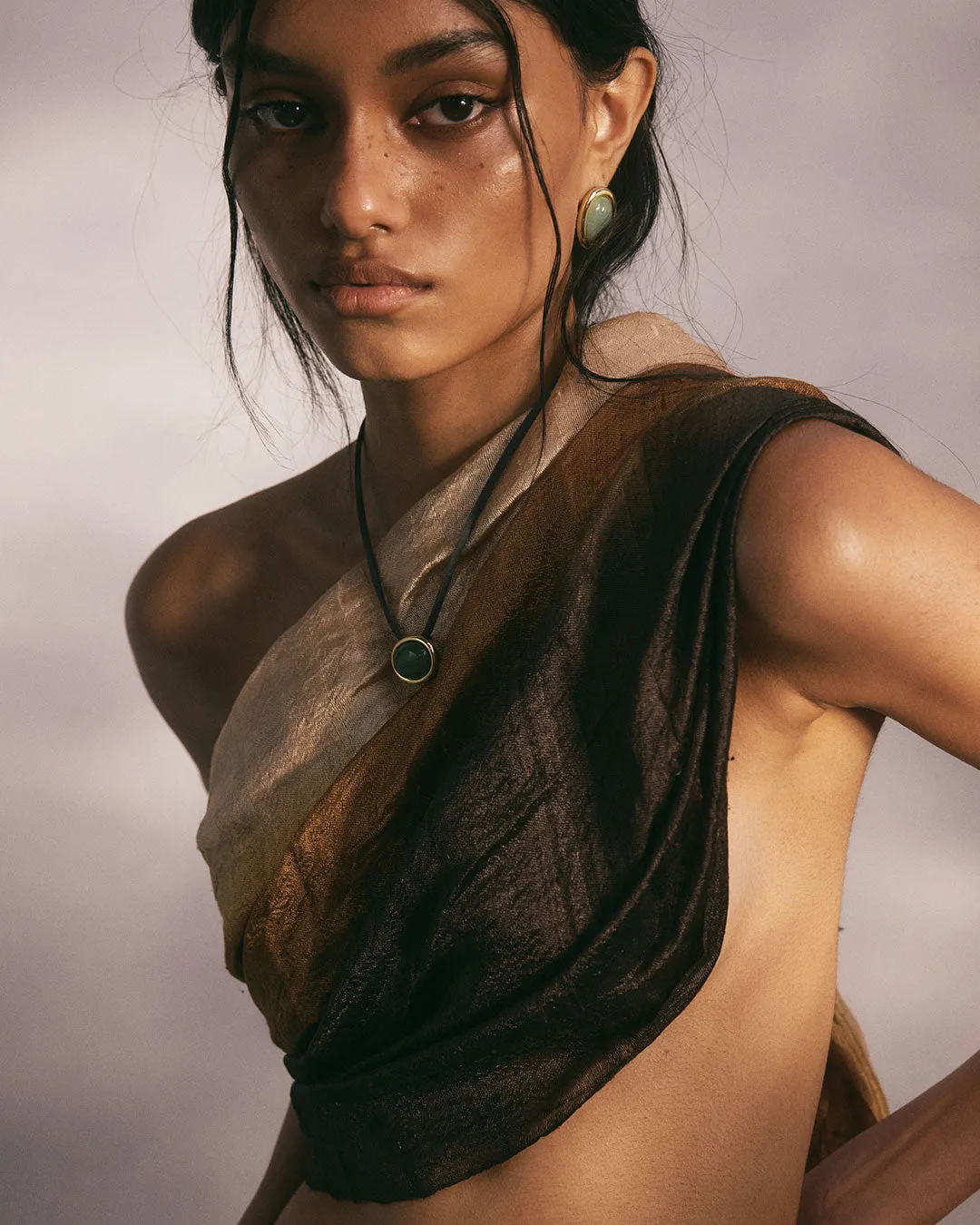 Sunset Stone Cord Necklace- Green sold by Luv Aj product image thumbnail 3