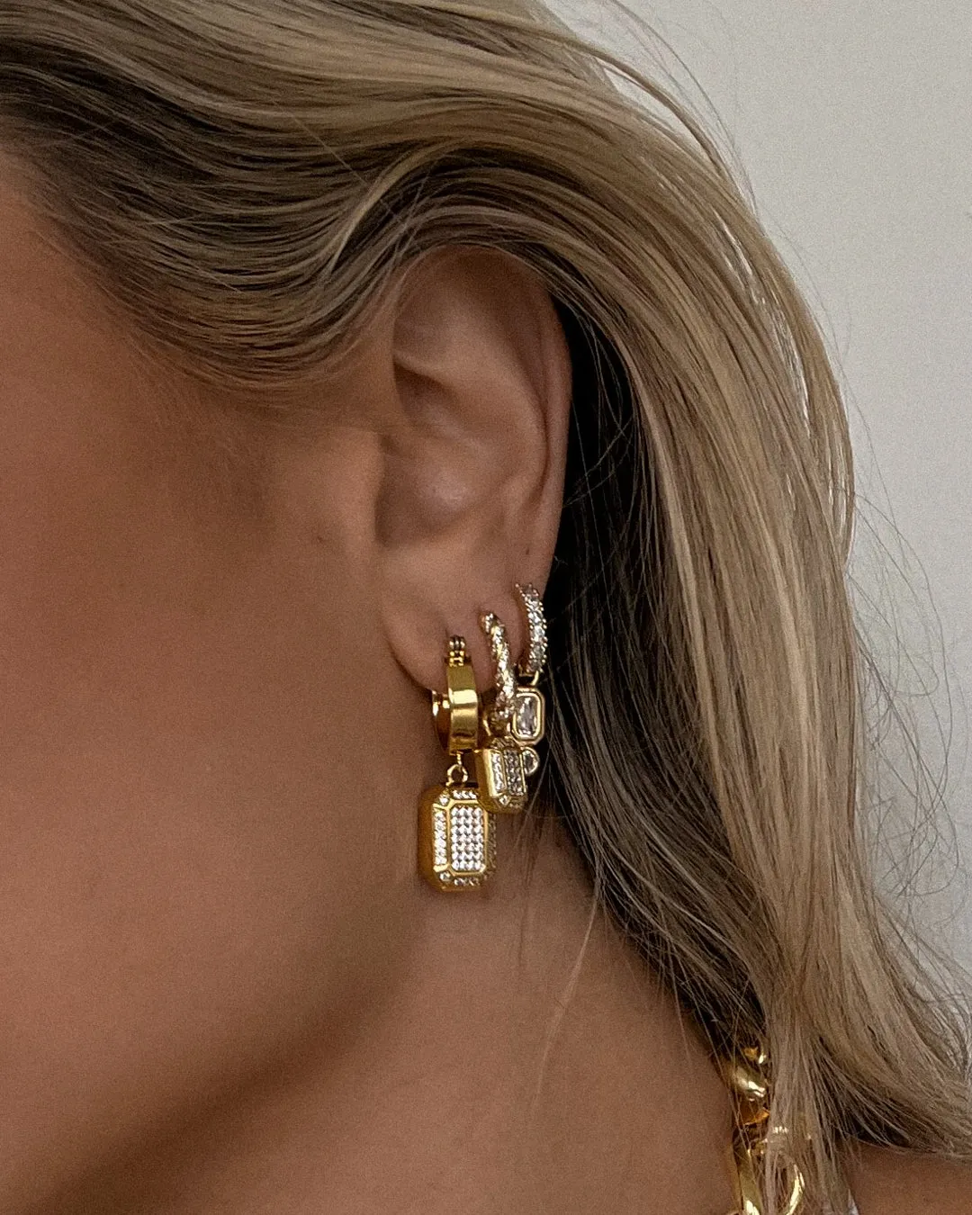 Faceted Diamond Statement Hoops- Silver sold by Luv Aj product image thumbnail 4