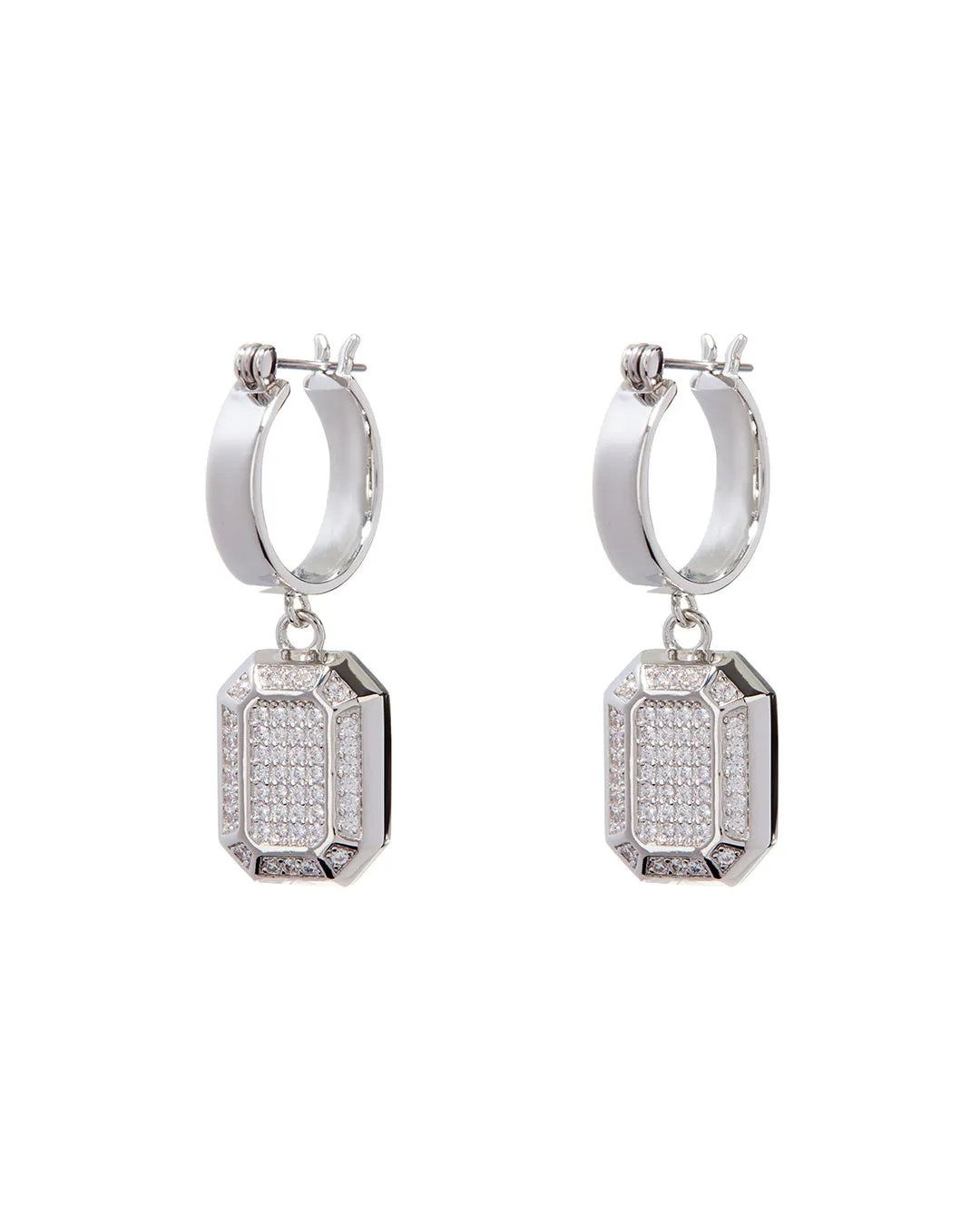 Faceted Diamond Statement Hoops- Silver sold by Luv Aj