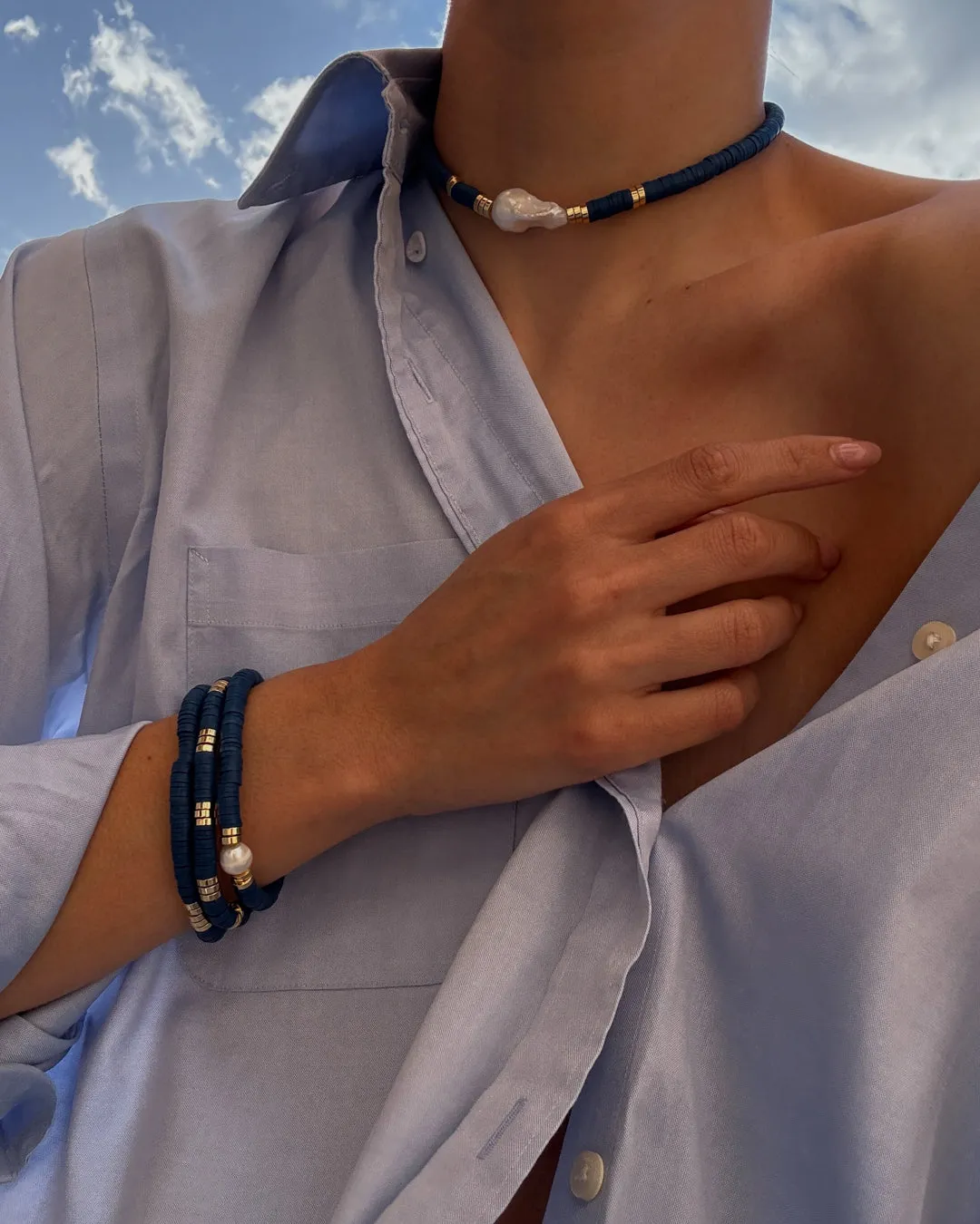 The Seville Pearl Bracelet Set- Navy sold by Luv Aj product image thumbnail 4