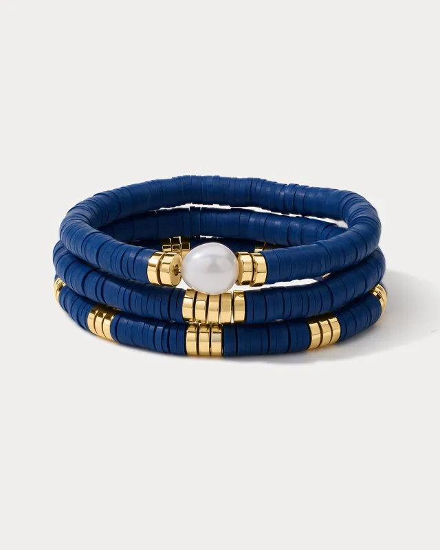 The Seville Pearl Bracelet Set- Navy sold by Luv Aj