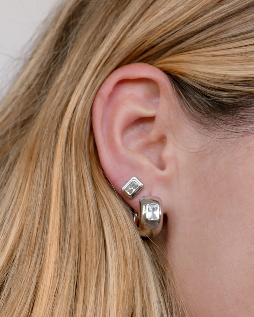 The Emerald Bezel Stone Huggies sold by Luv Aj product image thumbnail 4