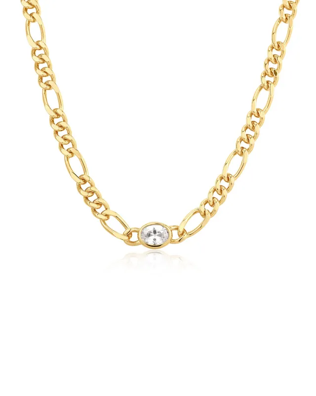 The Oval Bezel Chain Necklace made by Luv Aj