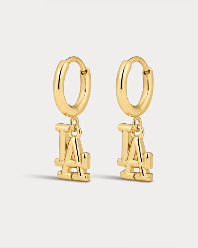 The MLB Logo Charm Hoops sold by Luv Aj