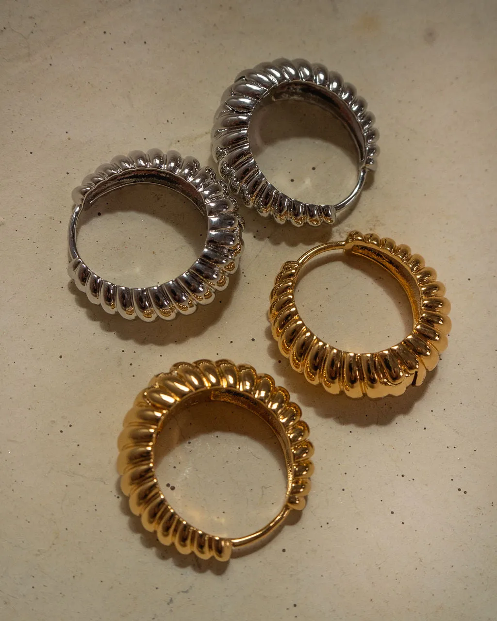 Ridged Marbella Hoops- Silver sold by Luv Aj product image thumbnail 4