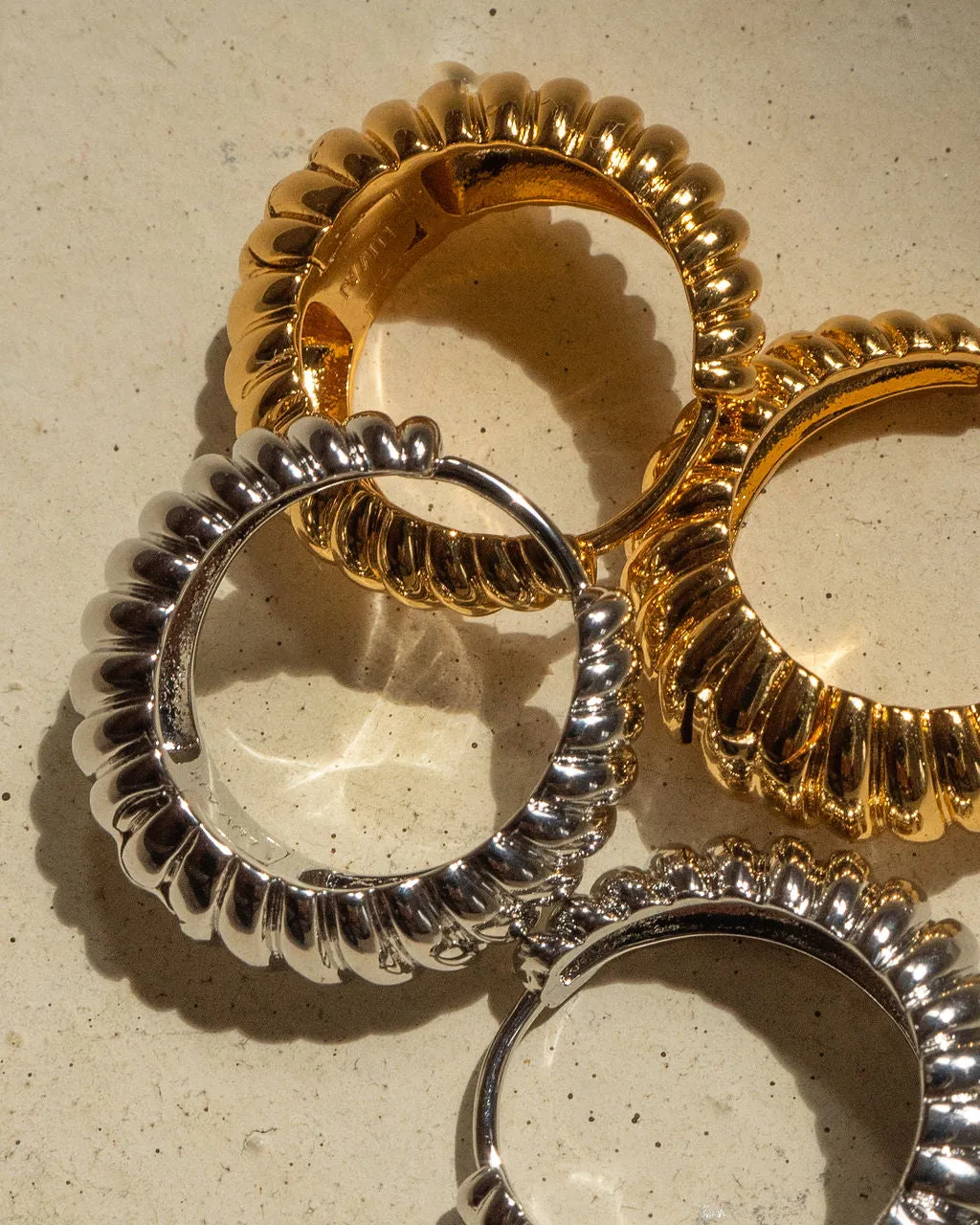 Ridged Marbella Hoops- Silver sold by Luv Aj product image thumbnail 5