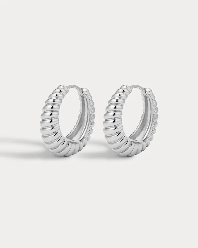 Ridged Marbella Hoops- Silver sold by Luv Aj