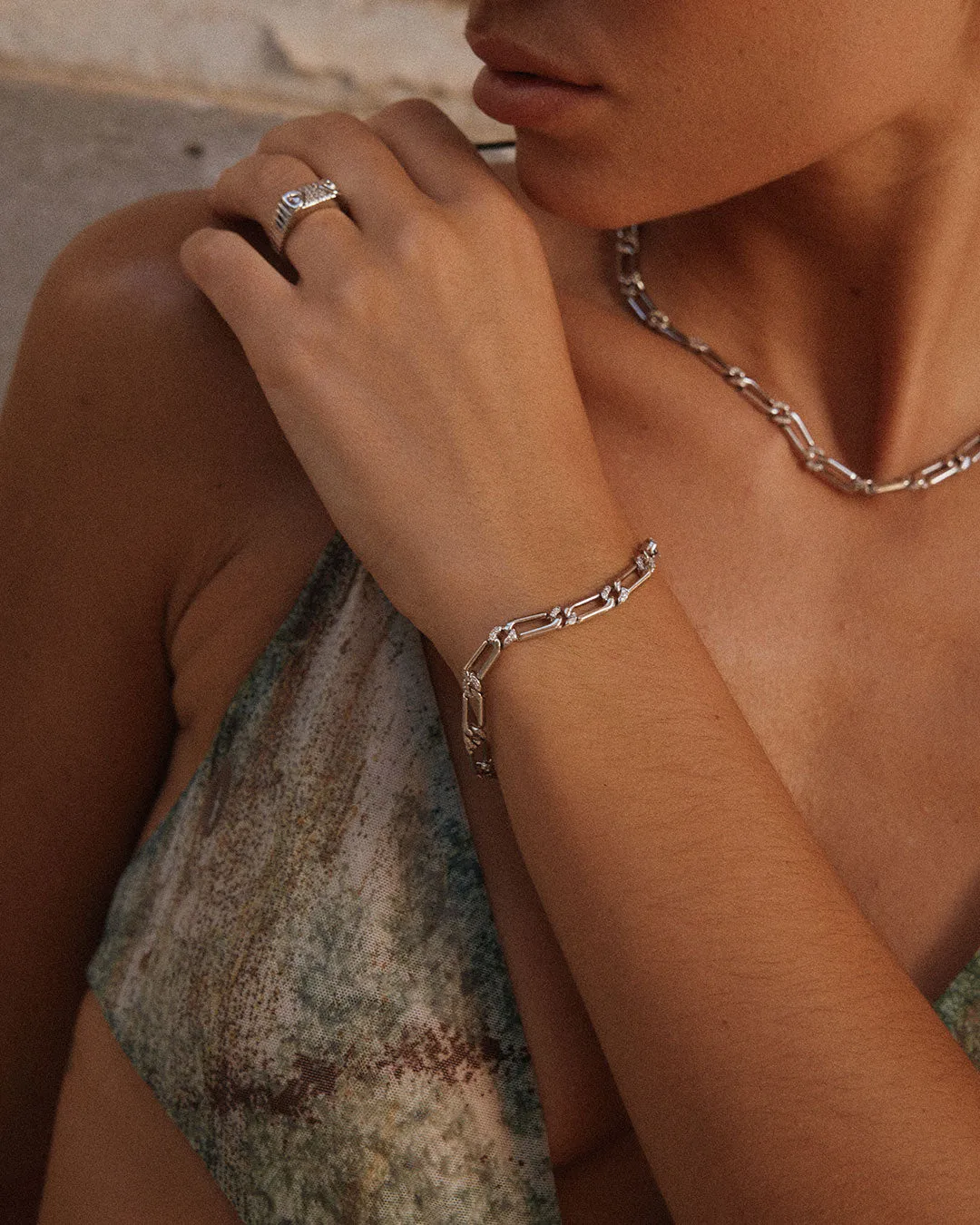 The Two-Tone Pave Link Bracelet sold by Luv Aj product image thumbnail 4