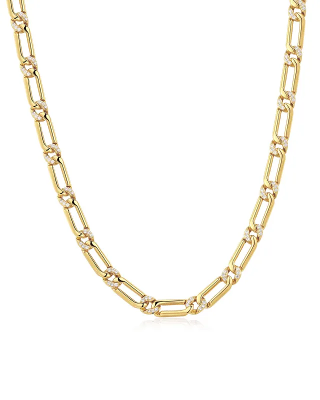 The Two-Tone Pave Link Necklace sold by Luv Aj
