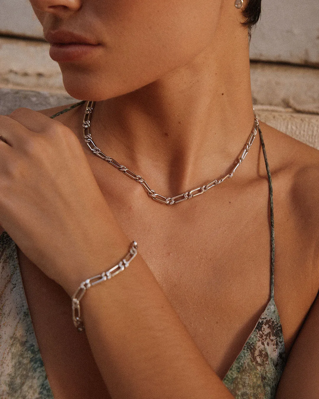 The Two-Tone Pave Link Necklace sold by Luv Aj product image thumbnail 4