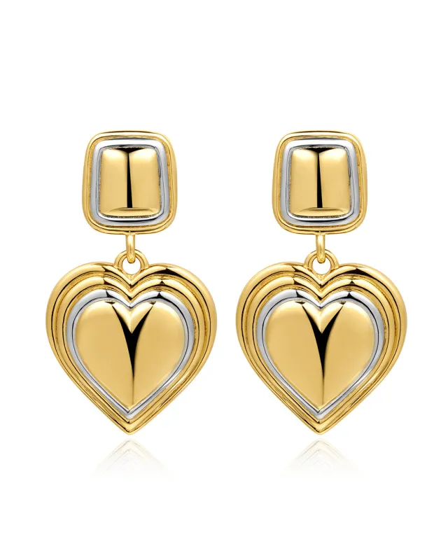 Two-Tone Heart Earrings sold by Luv Aj