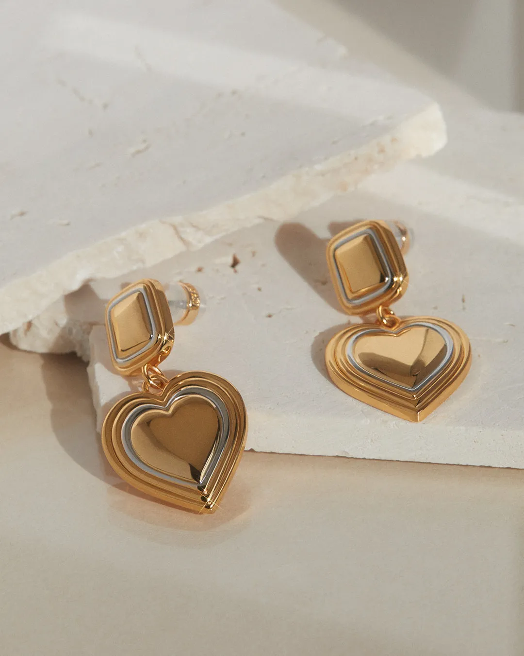 Two-Tone Heart Earrings sold by Luv Aj product image thumbnail 3
