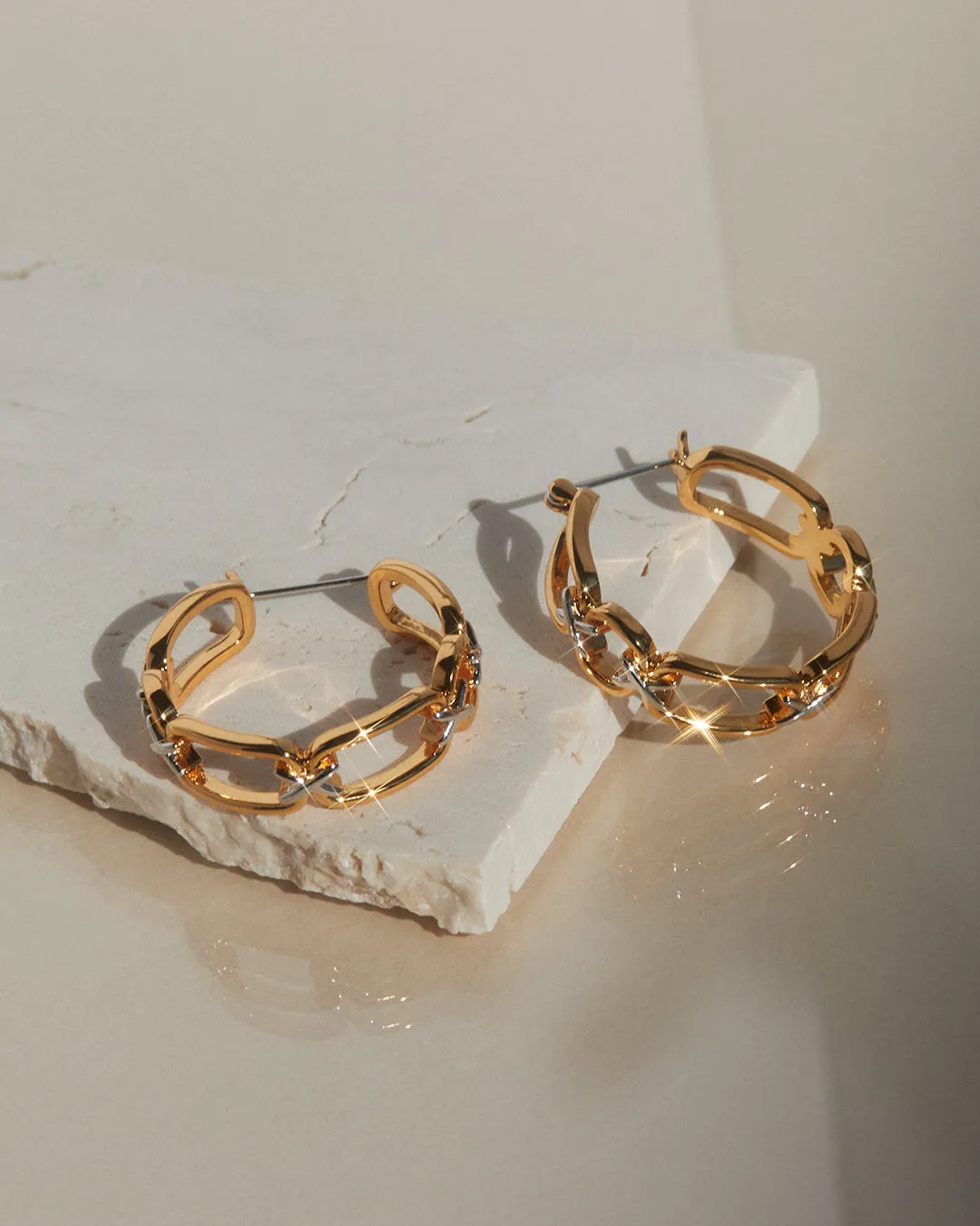 Two-Tone Chain Hoops sold by Luv Aj product image thumbnail 4