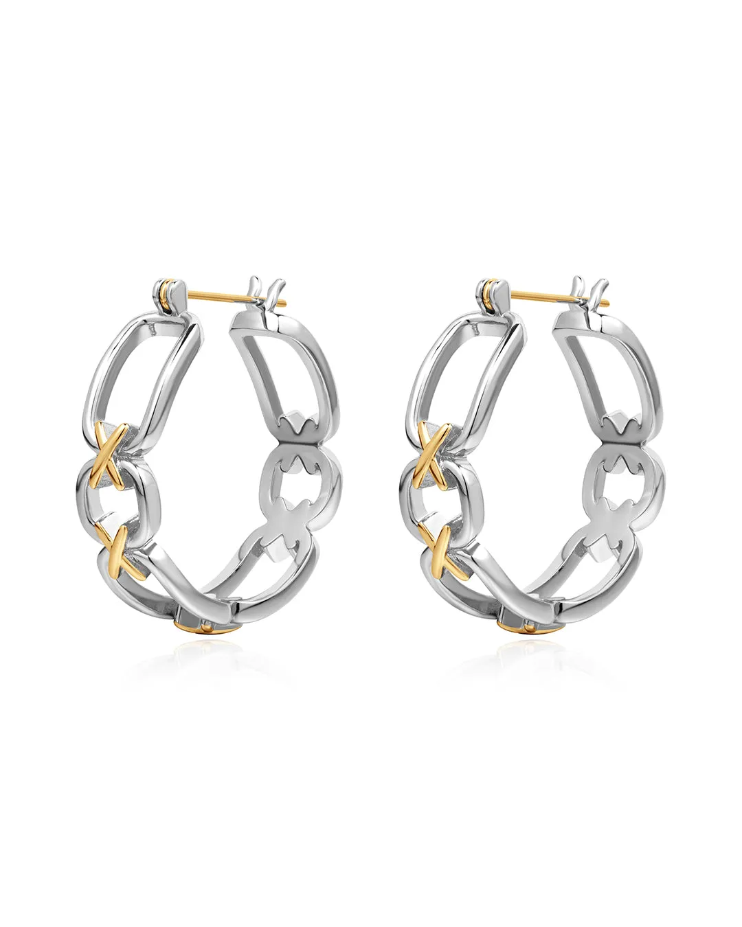 Two-Tone Chain Hoops sold by Luv Aj product image thumbnail 2