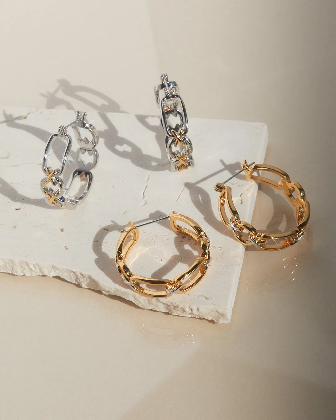 Two-Tone Chain Hoops sold by Luv Aj product image thumbnail 3