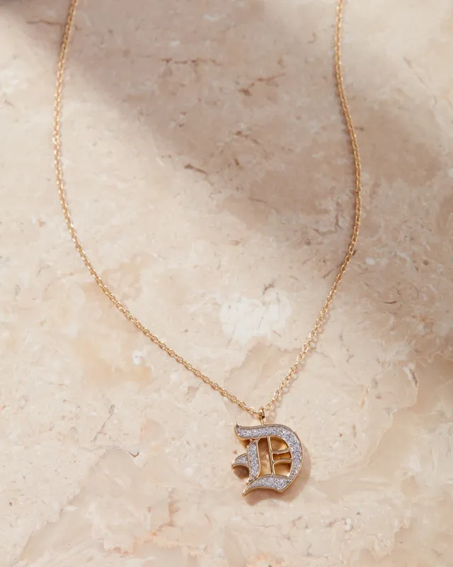 Pave Initial Necklace— Old English sold by Luv Aj