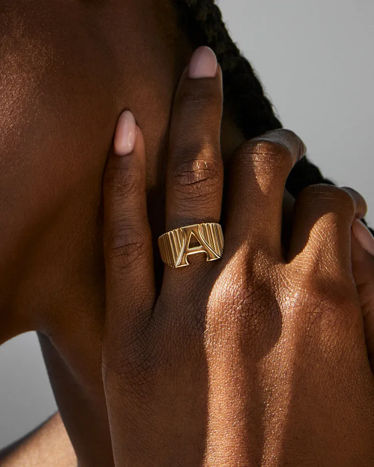 Initial Ridged Ring sold by Luv Aj product image thumbnail 5