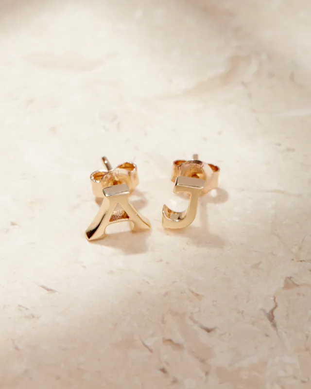 The Initial Stud Earrings [Vintage] sold by Luv Aj