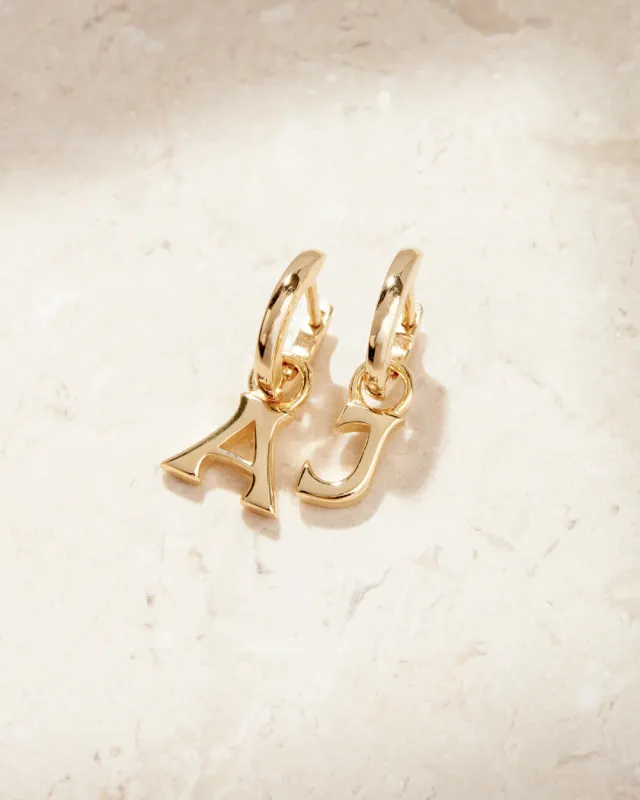 The Plain Metal Hoops with Initial Charms [Vintage] sold by Luv Aj