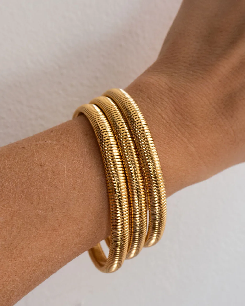 Mini Flex Snake Chain Bracelet- Set of 3 (7mm wide)- Gold (Ships Late January) sold by Luv Aj product image thumbnail 2
