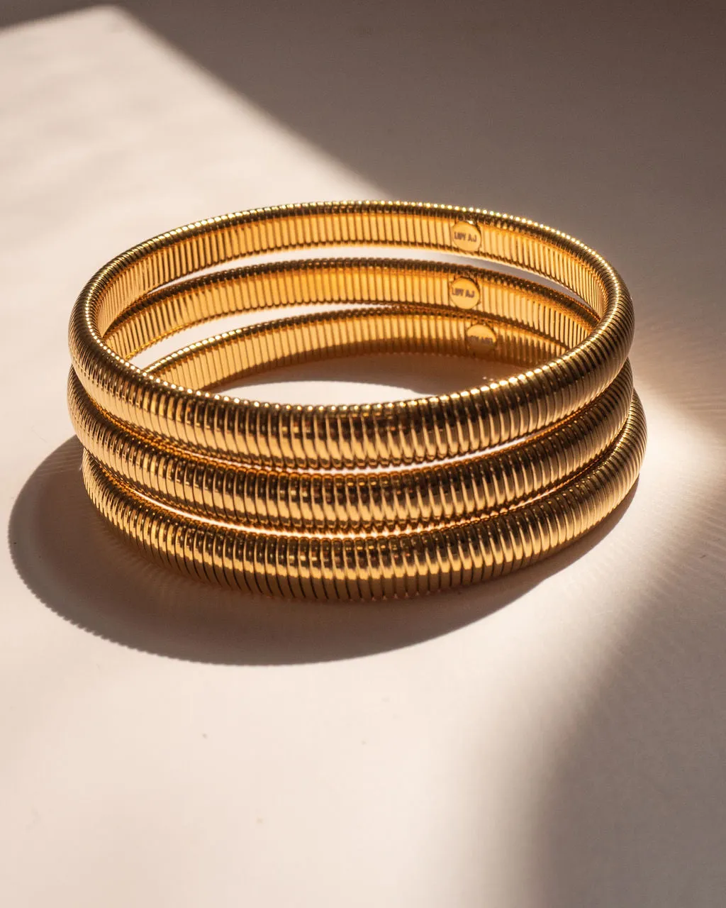 Mini Flex Snake Chain Bracelet- Set of 3 (7mm wide)- Gold (Ships Late January) sold by Luv Aj product image thumbnail 4