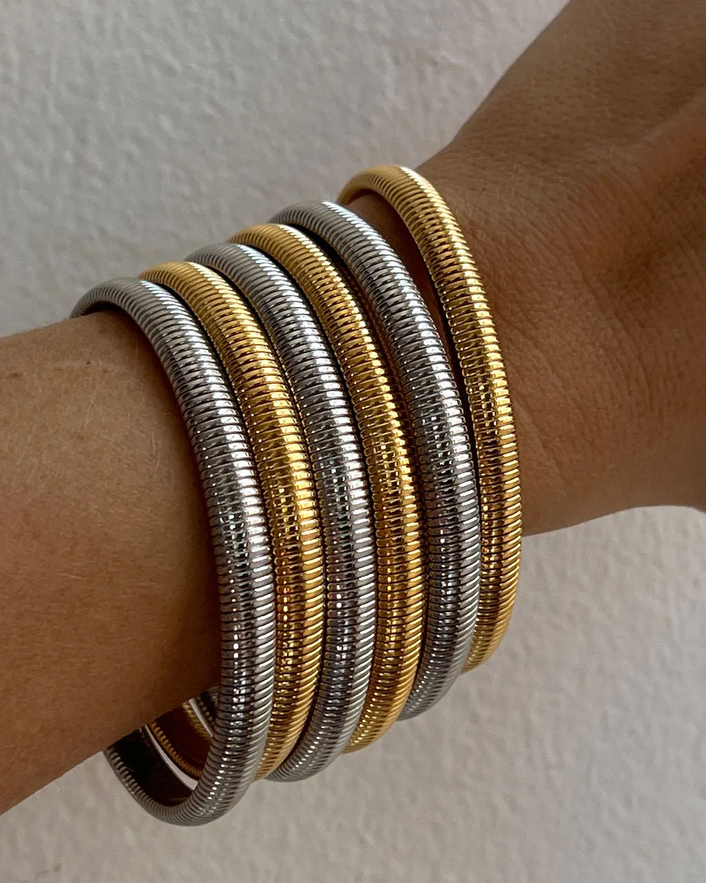 Mini Flex Snake Chain Bracelet- Set of 3 (7mm wide)- Gold (Ships Late January) sold by Luv Aj product image thumbnail 5
