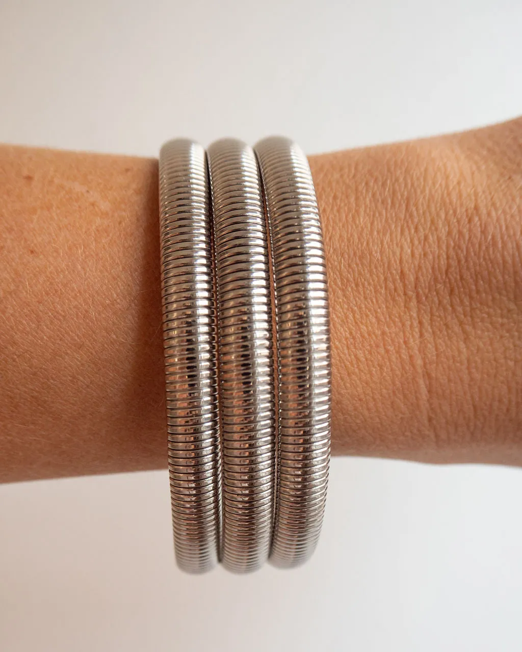 Mini Flex Snake Chain Bracelet- Set of 3 (7mm wide)- Silver sold by Luv Aj product image thumbnail 5
