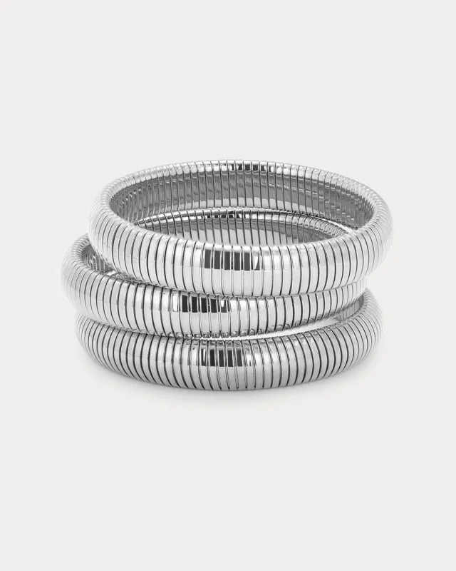 Flex Snake Chain Bracelet- Set of 3 (12mm wide)- Silver sold by Luv Aj