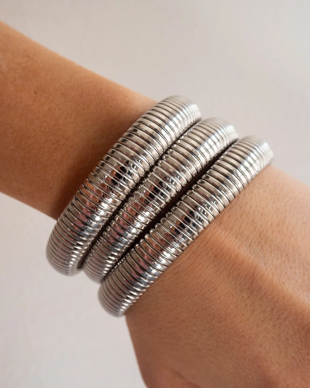 Flex Snake Chain Bracelet- Set of 3 (12mm wide)- Silver sold by Luv Aj product image thumbnail 5