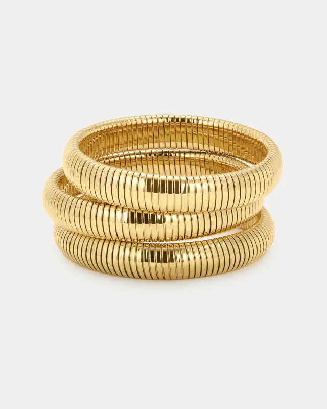 Flex Snake Chain Bracelet- Set of 3 (12mm wide)- Gold sold by Luv Aj