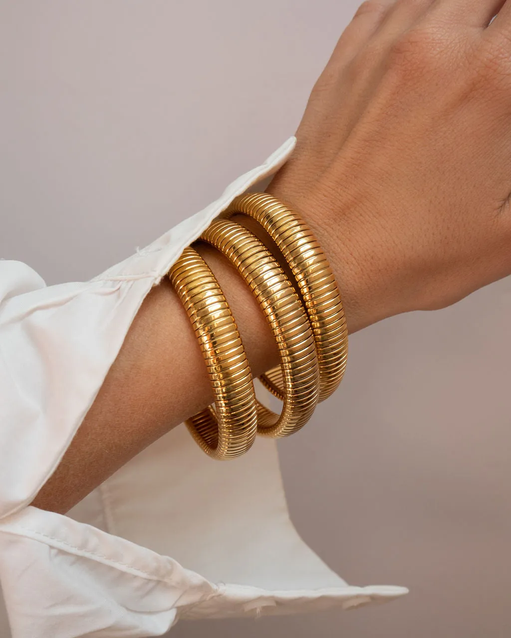 Flex Snake Chain Bracelet- Set of 3 (12mm wide)- Gold (Ships Late January) sold by Luv Aj product image thumbnail 2