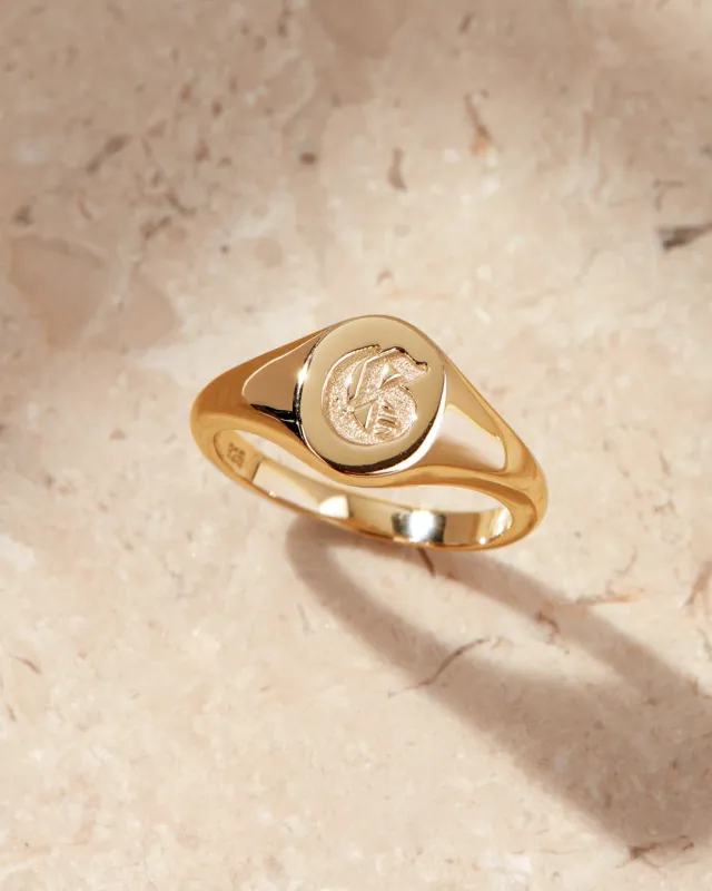 Oval Signet Ring [Old English] sold by Luv Aj