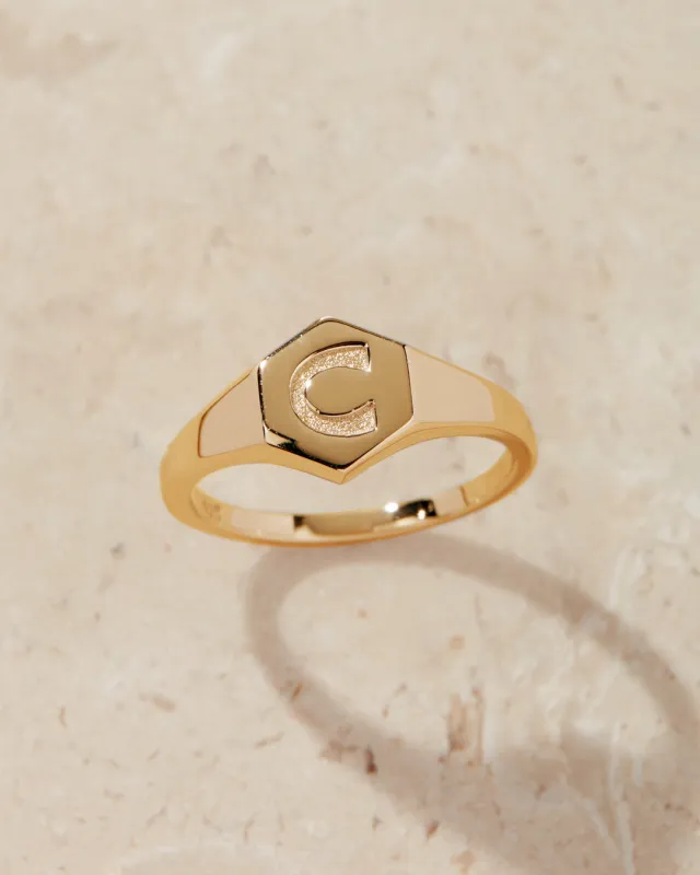 Hexagon Signet Ring [Vintage] sold by Luv Aj