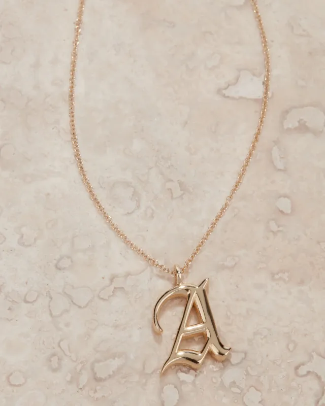 The Initial Charm Necklace [Old English] sold by Luv Aj