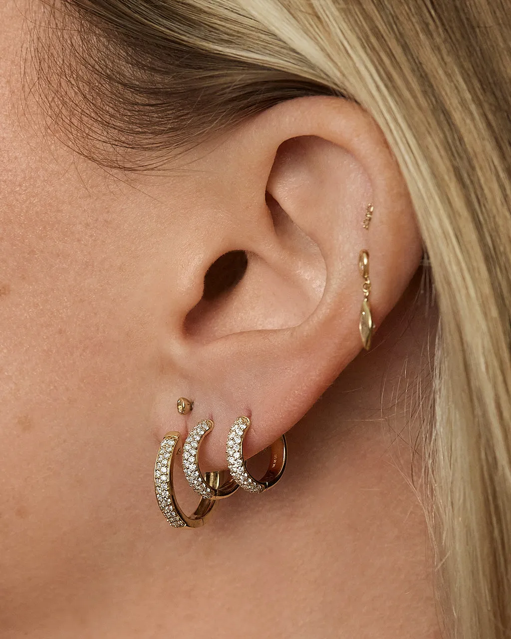 The Super Shimmer Diamond Huggies (12mm) sold by Luv Aj product image thumbnail 5