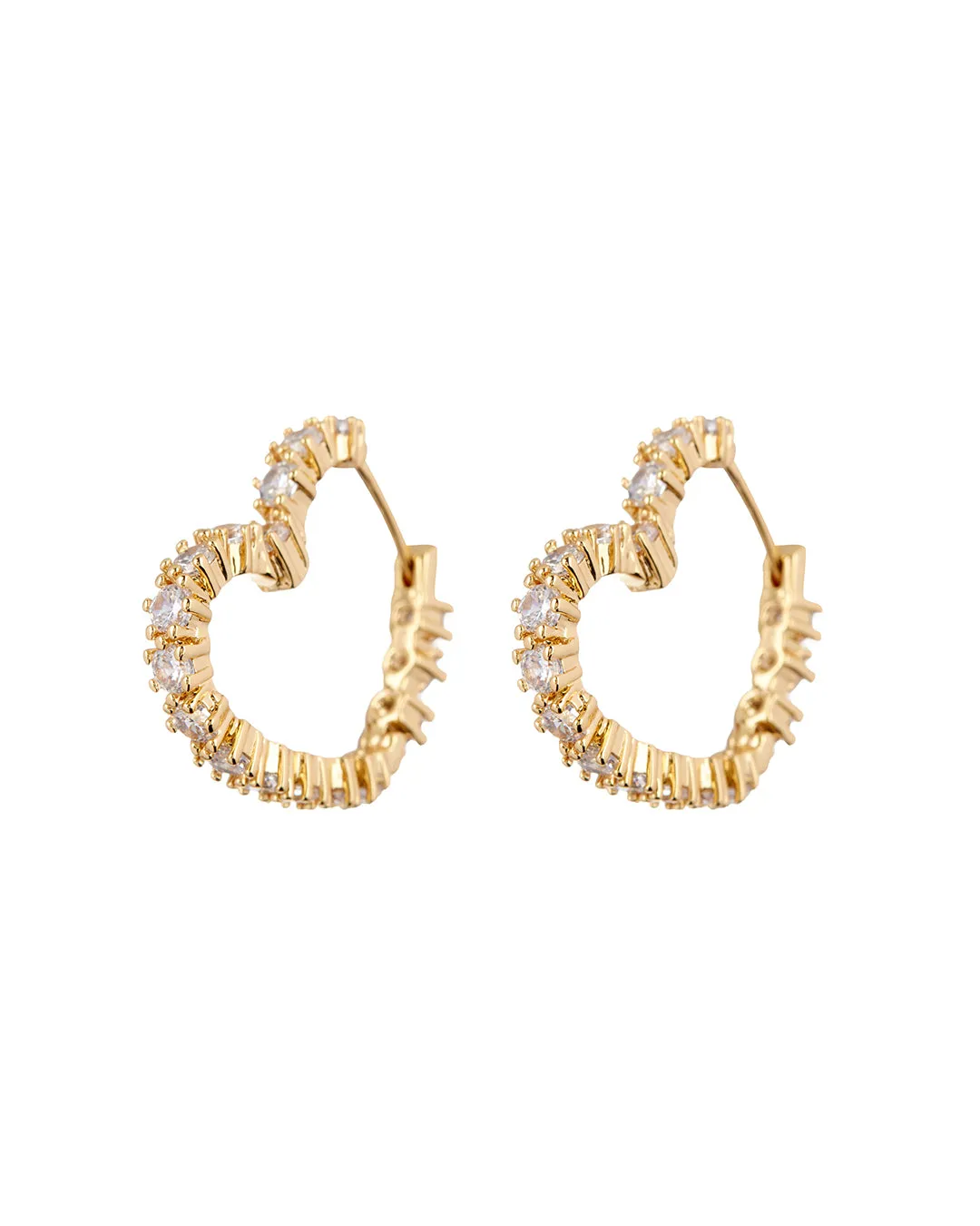Diamond Heart Bijoux Hoops- Gold sold by Luv Aj