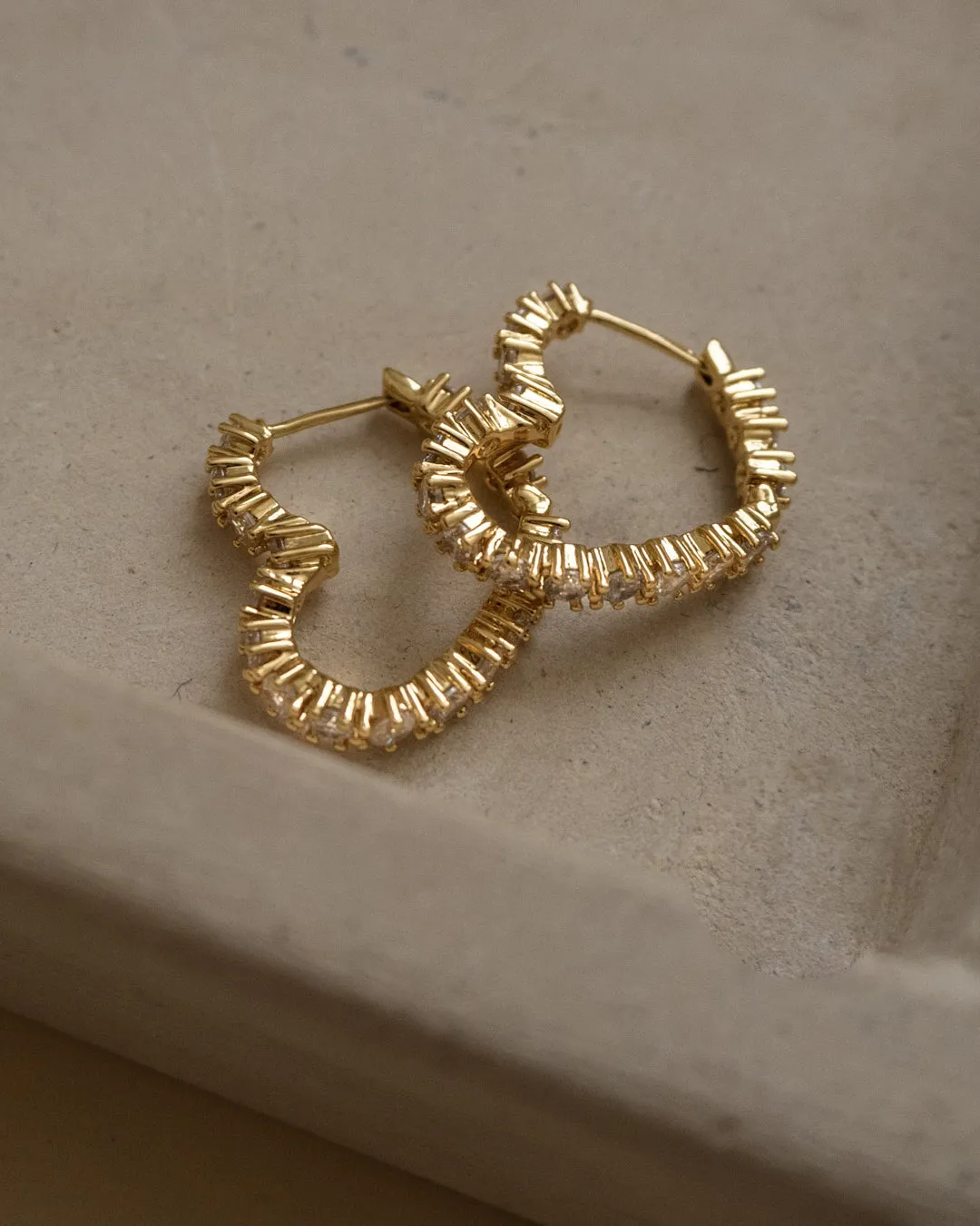 Diamond Heart Bijoux Hoops- Gold sold by Luv Aj product image thumbnail 3