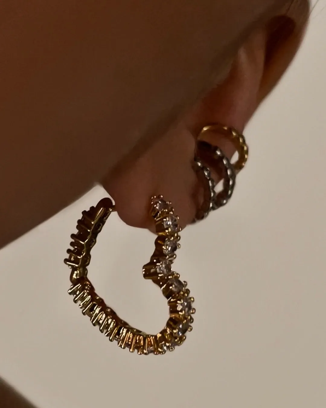 Diamond Heart Bijoux Hoops- Gold sold by Luv Aj product image thumbnail 2