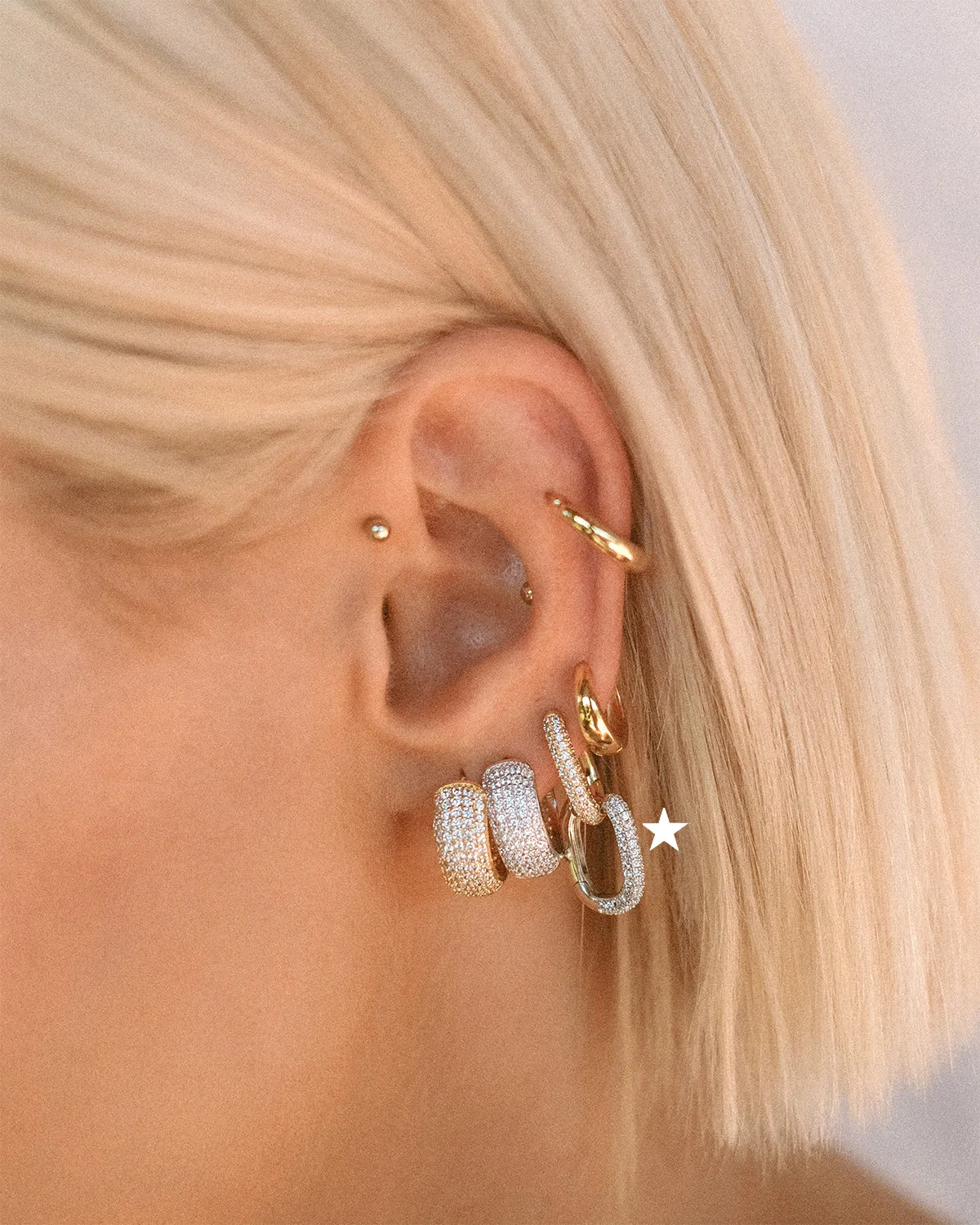 Pave Chain Link Huggies- Silver sold by Luv Aj product image thumbnail 5