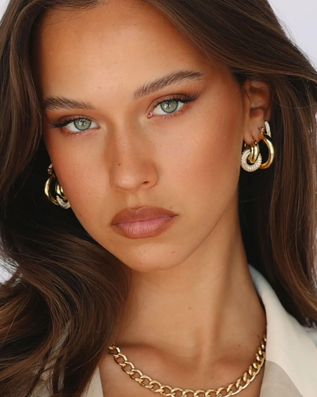 Pave Interlock Hoops- Gold (Ships Early January) sold by Luv Aj product image thumbnail 2
