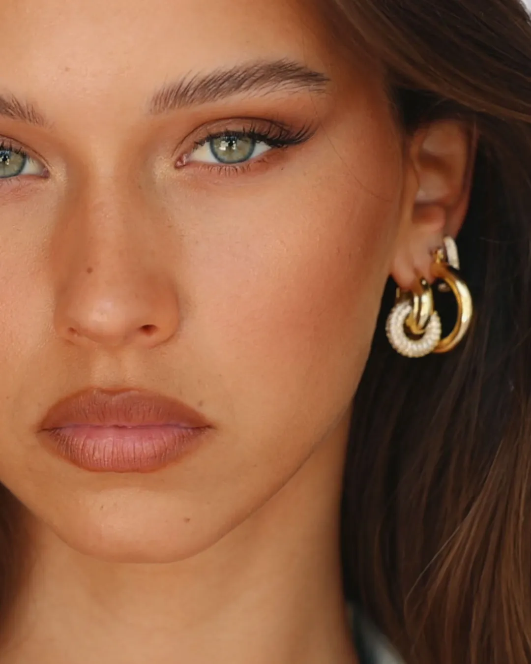 Pave Interlock Hoops- Gold (Ships Early January) sold by Luv Aj product image thumbnail 3