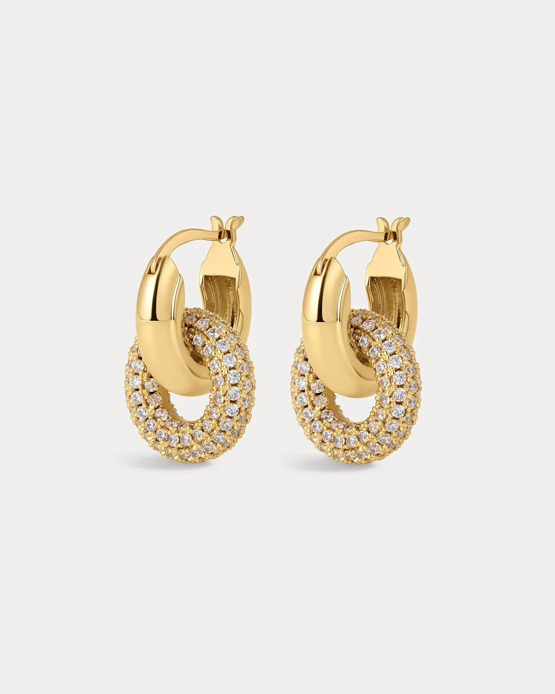 Pave Interlock Hoops- Gold (Ships Early January) sold by Luv Aj