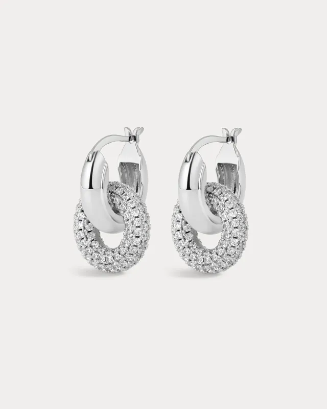 Pave Interlock Hoops- Silver sold by Luv Aj