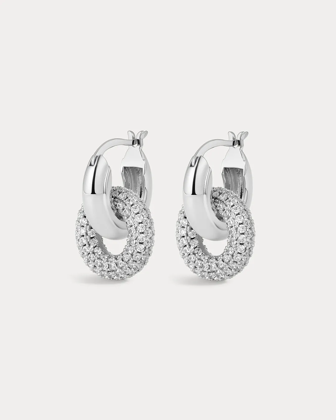Pave Interlock Hoops- Silver sold by Luv Aj