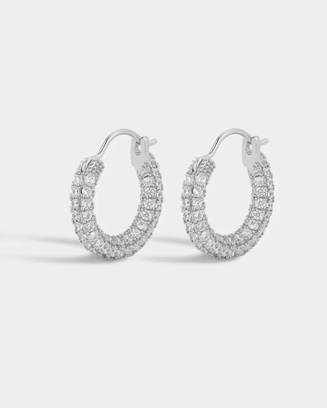 Pave Amalfi Huggies- Silver sold by Luv Aj