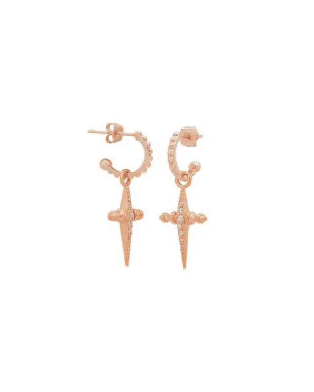 Pave Mini Cross Hoops- Rose Gold sold by Luv Aj