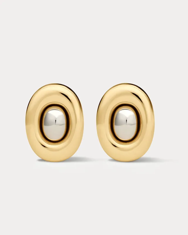 The Two-Tone Chrome Orb Statement Studs sold by Luv Aj
