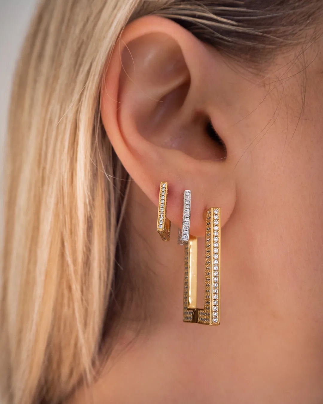 Pave Boxer Hoops- Gold sold by Luv Aj product image thumbnail 2