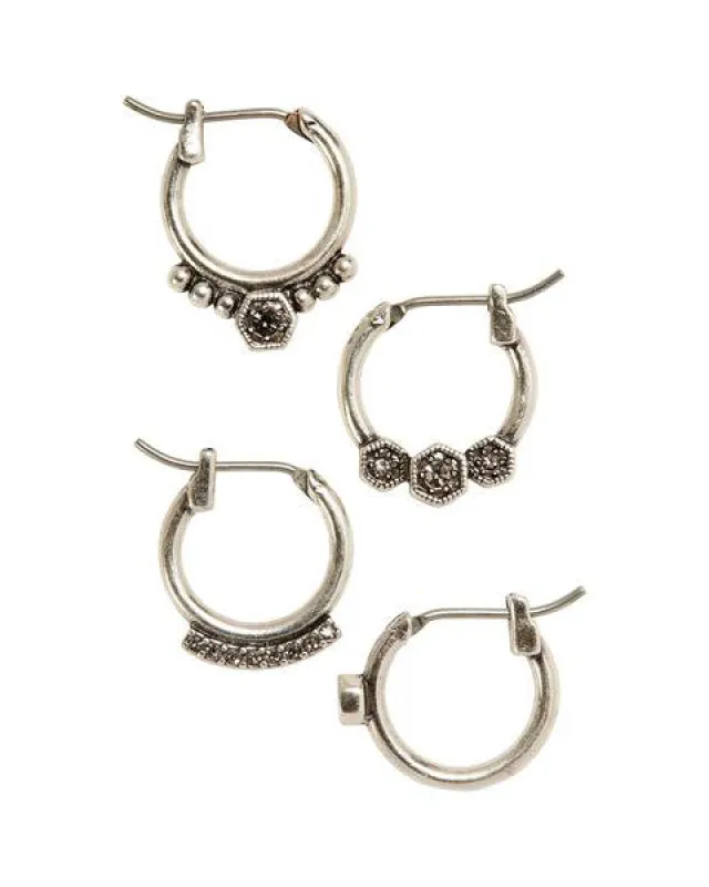 Full Bloom Hoop Earring Set- Silver sold by Luv Aj